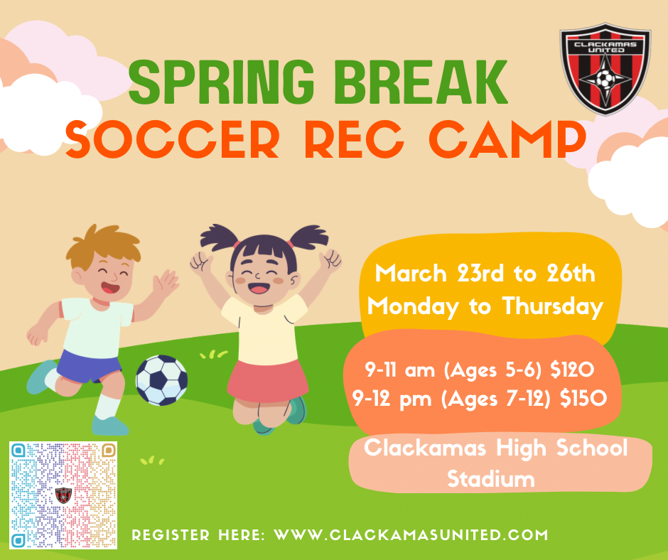 Kids playing soccer at Spring Break Camp