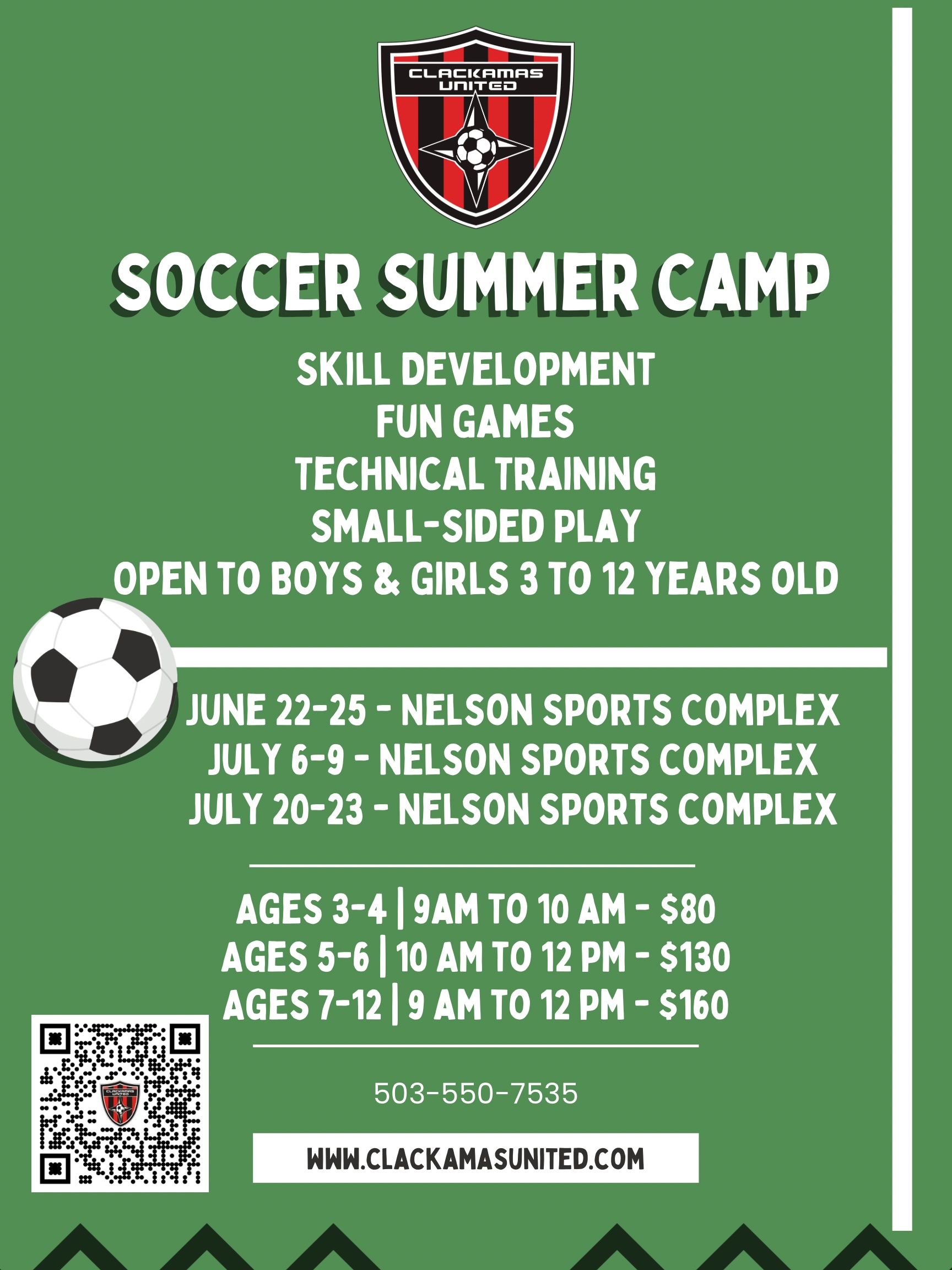 Players at a summer soccer camp